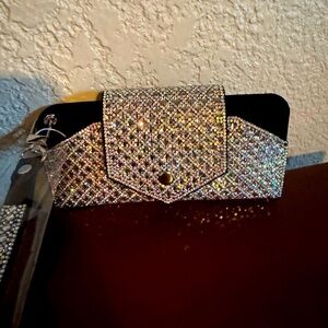NWT Jacqueline Kent Ab rhinestone eyeglass case with wristlet strap
